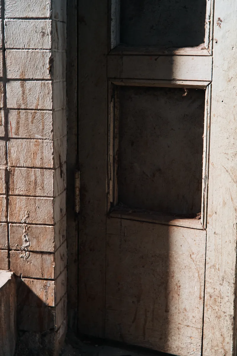 Old wooden door with a recessed panel